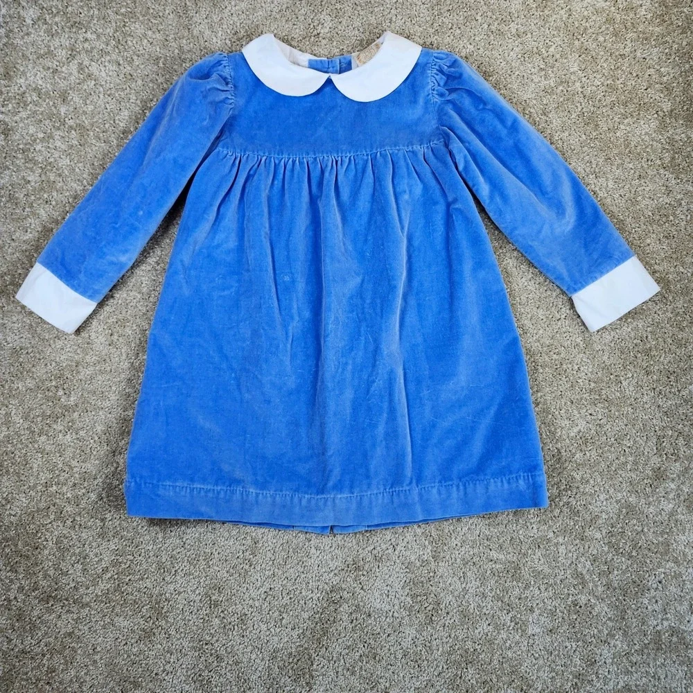 The Beaufort Bonnet Company Dress Blue Velvet Peter Pan Collar Classic Size‎ 10
